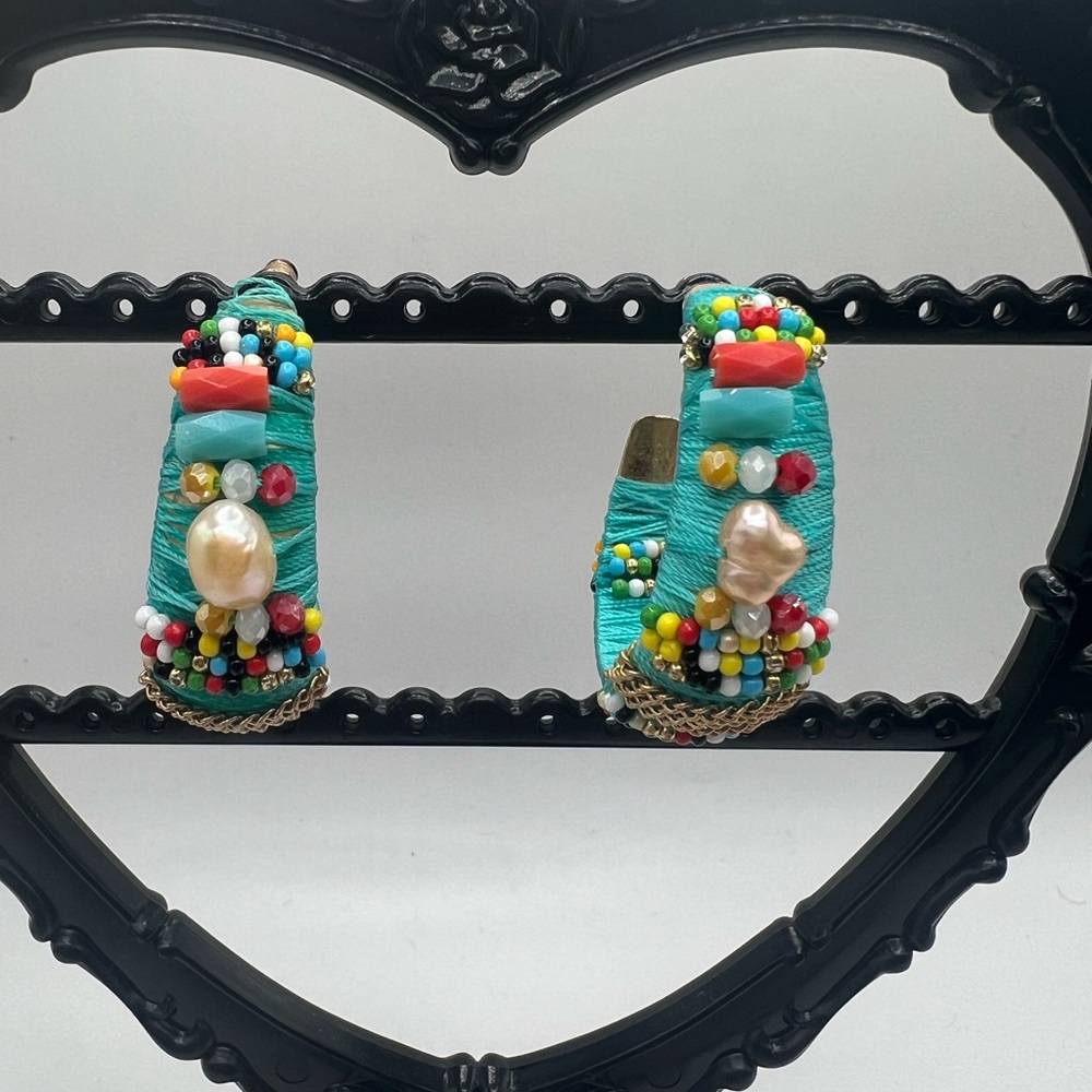 Colorful Beaded Turquoise Earrings